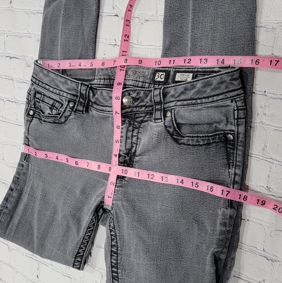 Miss Me Mid Rise Skinny Stretchy Gray Black Jeans 30 - Picture 14 of 15